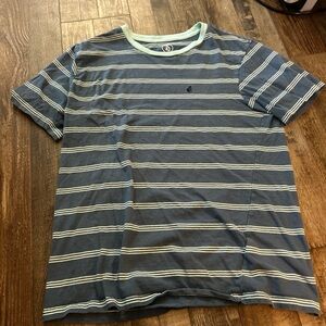 Volcom Navy and White Striped Tee
